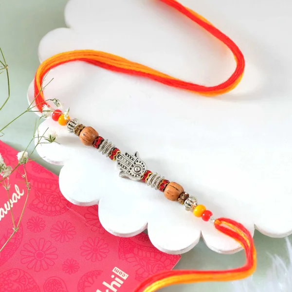 Hamsa Rakhi Gift Combo with Lindt Lindor Milk Chocolates