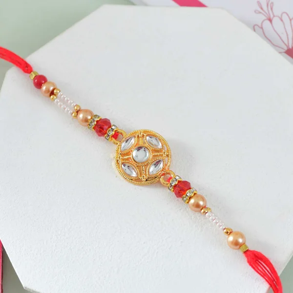 Kundan Rakhi Gift Combo with Chocolates & Dryfruits