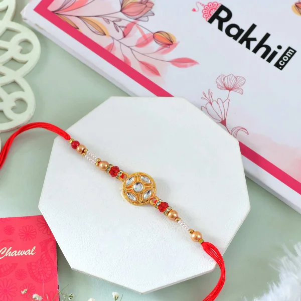 Premium Authentic Kundan Moti Rakhi