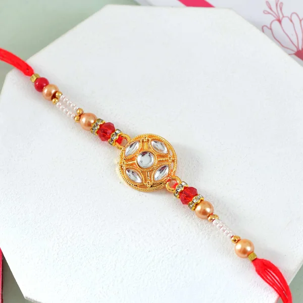 Premium Authentic Kundan Moti Rakhi