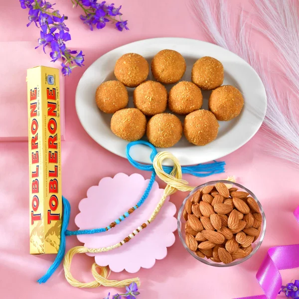 Bhai Rakhi Set Gift Combo with Gourmet Hamper