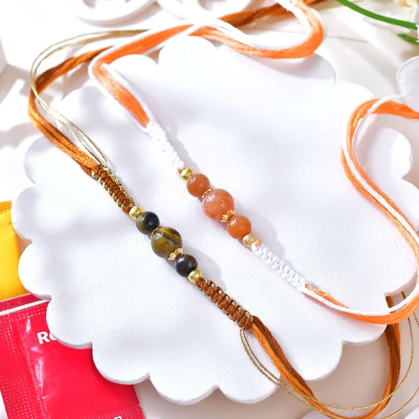 Luxury Pack of 2 Beaded Rakhi with Chocolate Bar