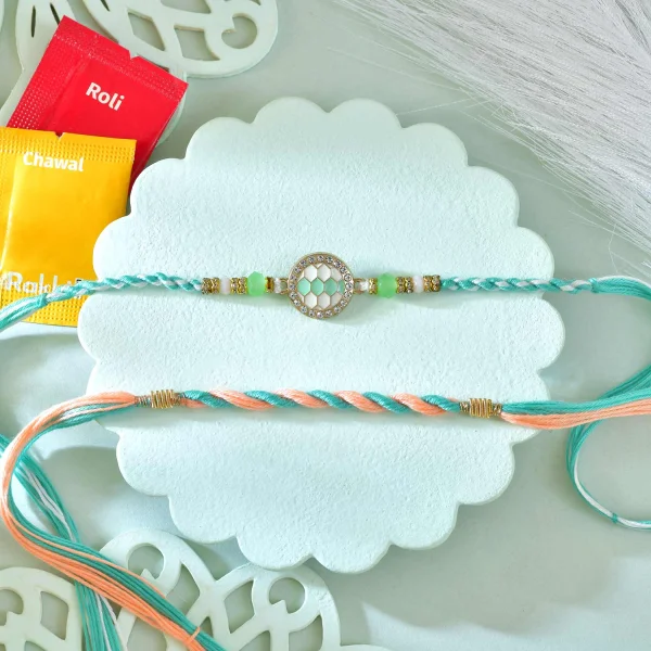 Premium Designer Rakhi Set with Besan Laddoo & Ferrero Rocher