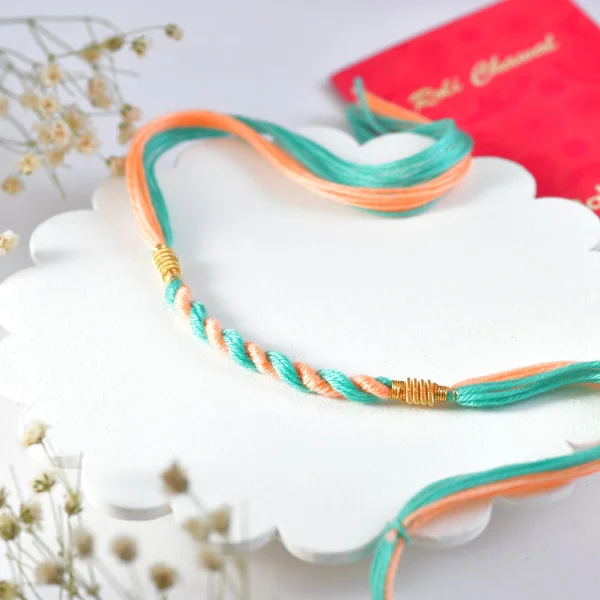 Premium Turquoise Rakhi Set