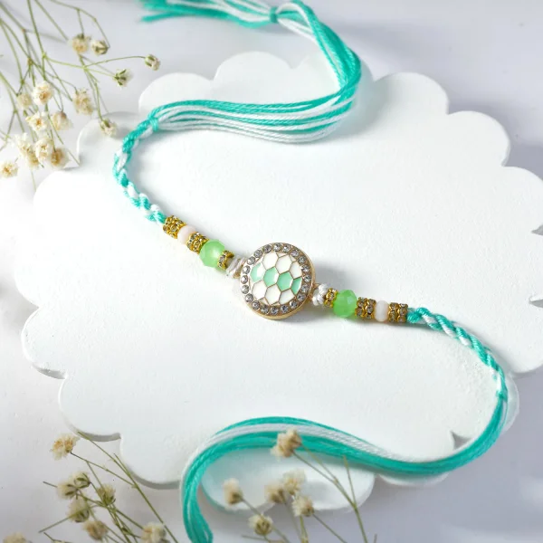Premium Turquoise Rakhi Set
