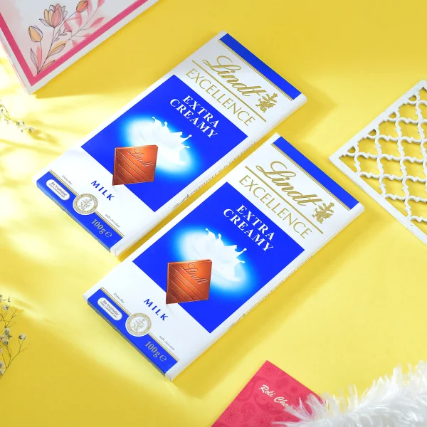 Pack of 2 Vibrant Rakhi Gift Combo with Lindt Chocolates