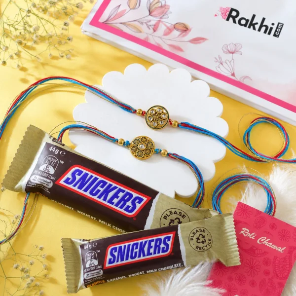 Pack of 2 Rakhi with Snickers Chocolates