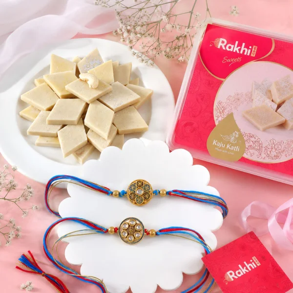 Pack of Rakhi Gift Combo with Kaju Katli
