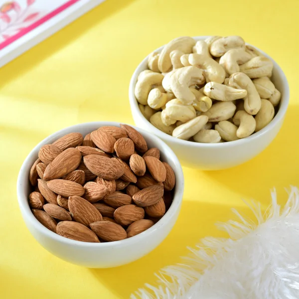 Pack of 2 Premium Designer Rakhi Gift Combo with Assorted Dryfruits