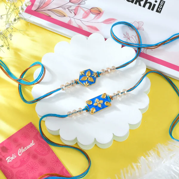 Premium 2 Royal Blue Rakhi Set