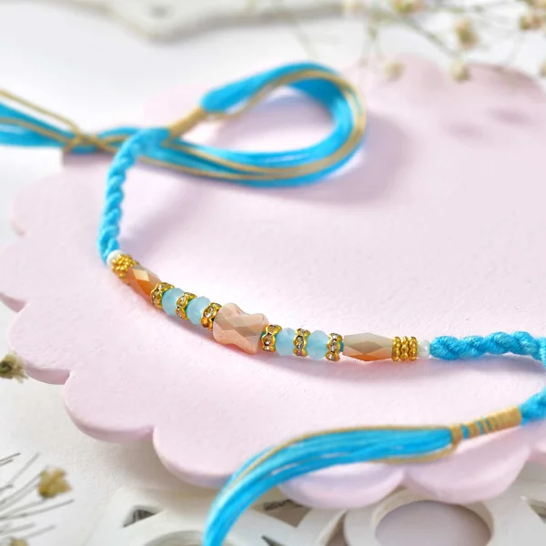 Luxury Dual Rakhi Set with Beads and Braided Thread Design