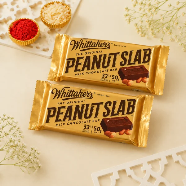 Premium Turtle Rakhi Pair with Peanut Slab Chocolate Combo
