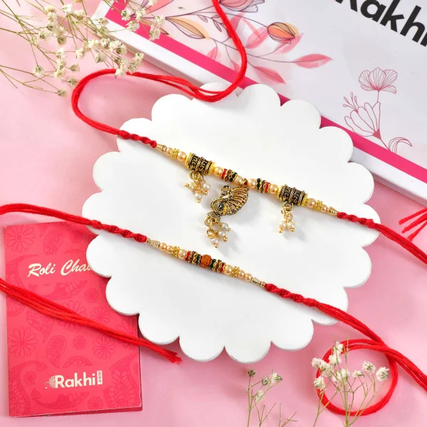 Premium Rajasthani Style Peacock Rakhi Set