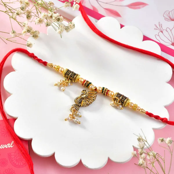 Premium Rajasthani Style Peacock Rakhi Set