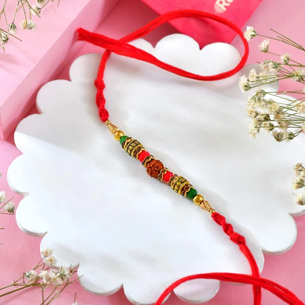 Rudraksha Rakhi Gift Combo with Bhabhi Rakhi