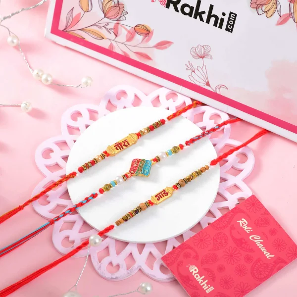 Pack of 3 Bhai Rakhi Gift Combo with Lindt Chocolate