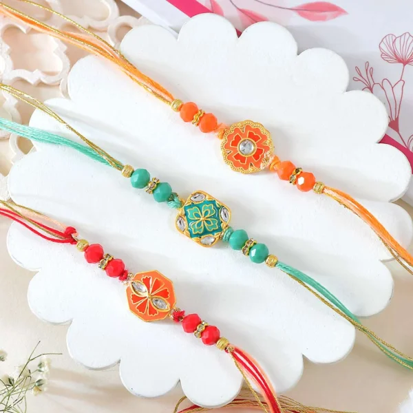 Pack of 3 Floral Shape Rakhi