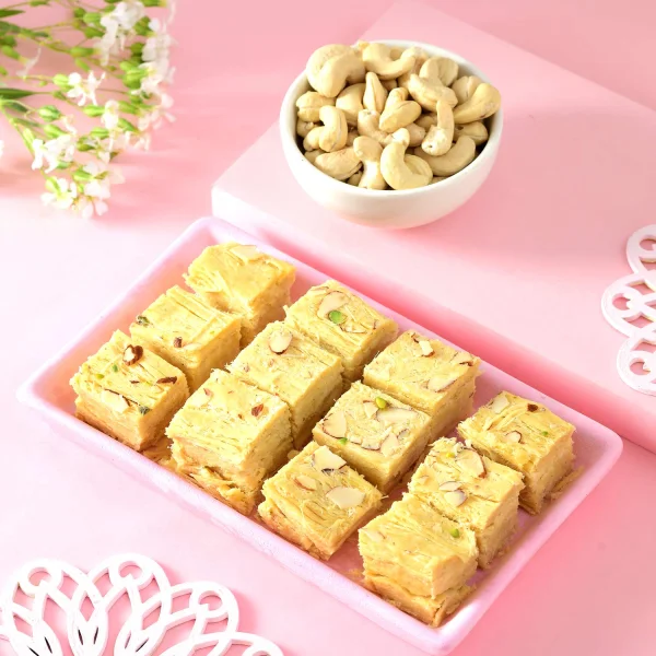 Pack of 2 Rakhi Gift Combo with  Lindt Chocolates & Soan Papdi