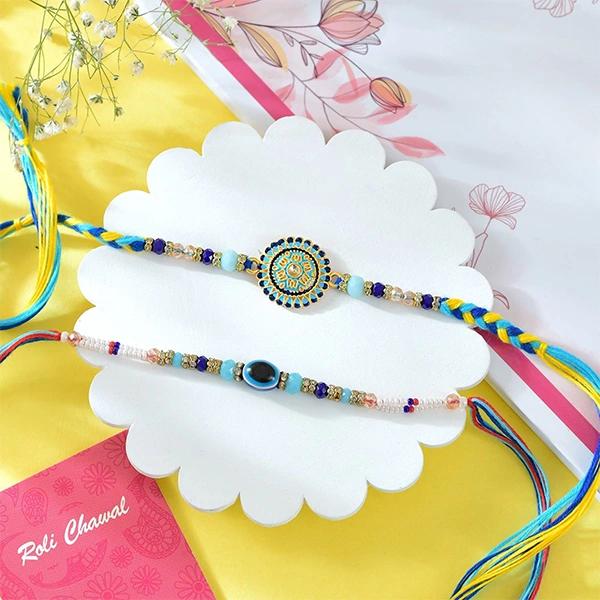 Set of 2 Rakhi with Gourmet Hamper.