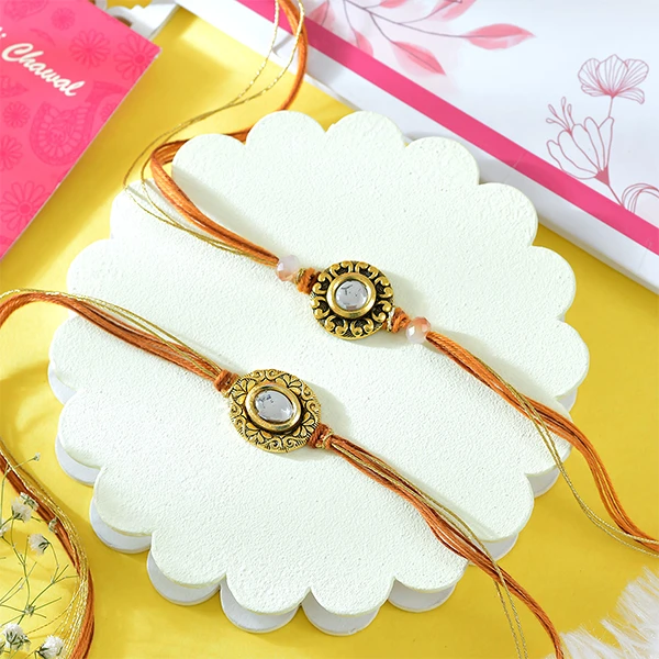 Two Kundan Rakhi Set with Chocolates