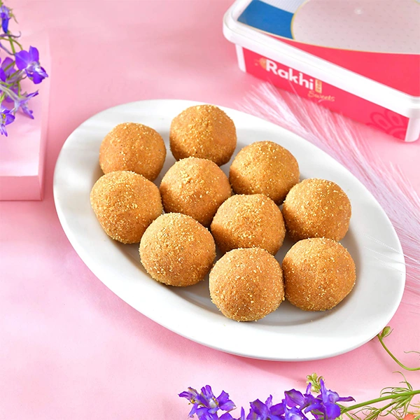 Bhaiya Bhabhi Rakhi Set with Besan Laddoo.