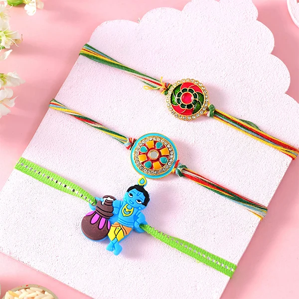 Set of Three Enchanting Rakhi & Gourmet Hamper