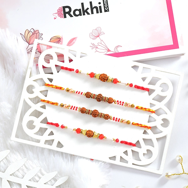 Four Set Rudraksha Rakhi