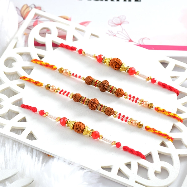 Four Set Rudraksha Rakhi