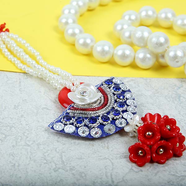 Blue Rajwadi Diamond Bhabhi Lumba Rakhi