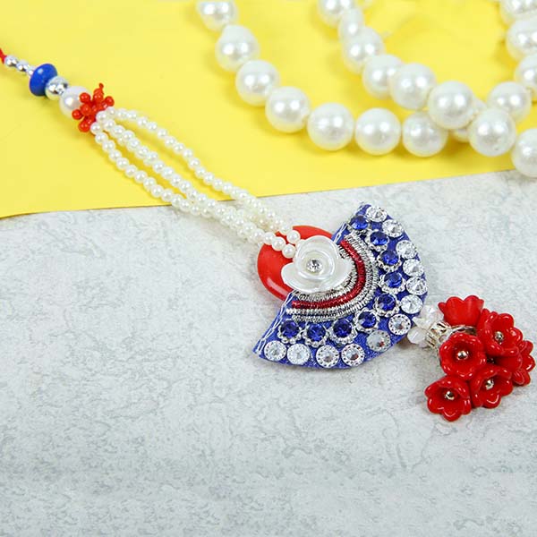 Blue Rajwadi Diamond Bhabhi Lumba Rakhi
