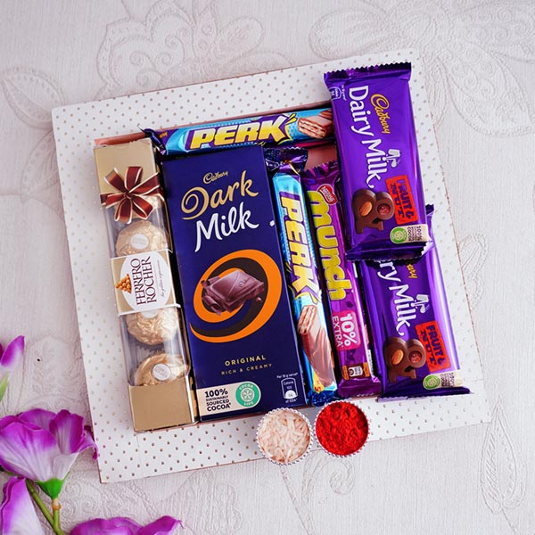 Bhai Duj Chocolate Hamper with Designer Tray