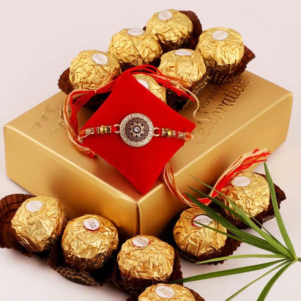 Classic Rakhi & 12pc Ferrero Rocher