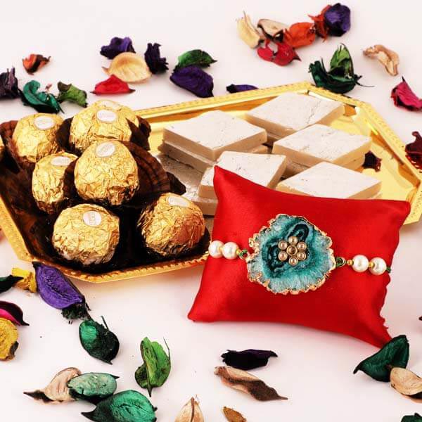 Splendid DRUZI stone Rakhi Combo