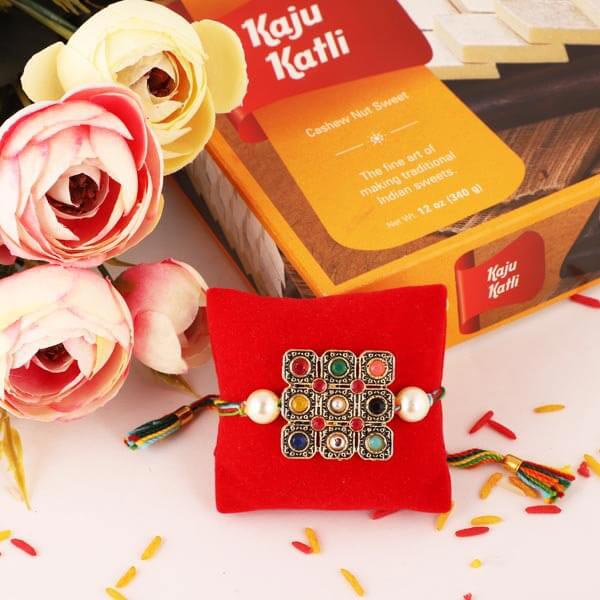 9 Stone Rakhi & Kaju Katli