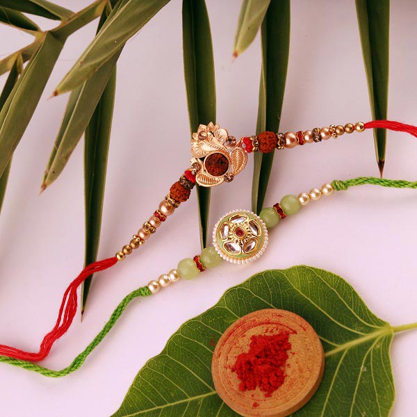 Enchanting Rudraksh Rakhi Set - Canada