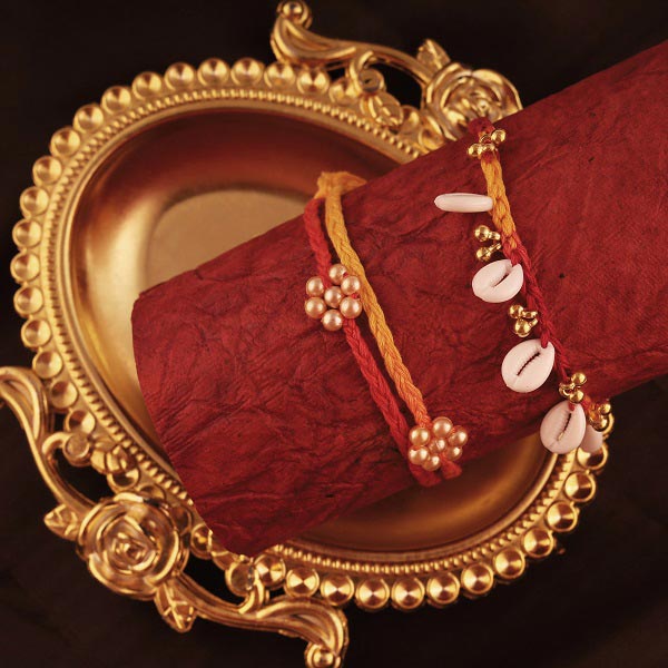 Shell and Pearl Rakhi Set