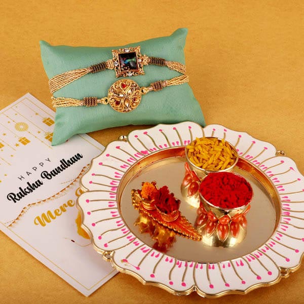 2 Elite Rakhi & Thali Set