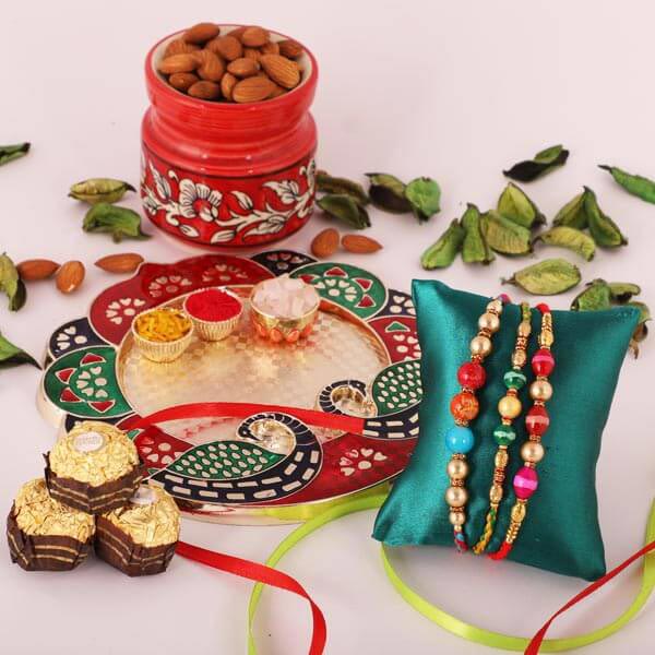 Almond Ferrero Rakhi Thali Set