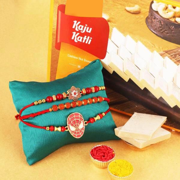 Rakhi Pair, Spiderman & Kaju Katli