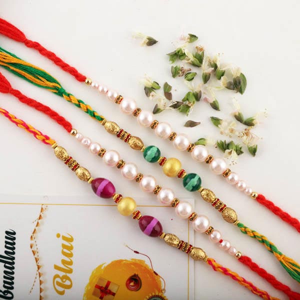 Classic Beaded Four Rakhi Set - Canada