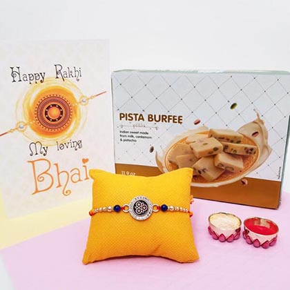 Single Rakhi iwth Pista Burfi