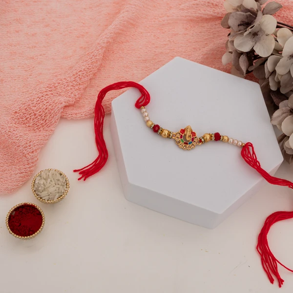 Divine Meenakari Ganesha Rakhi for Brother