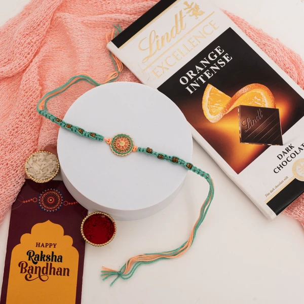 Premium Meenakari Ganesha Rakhi with Lindt Chocolates