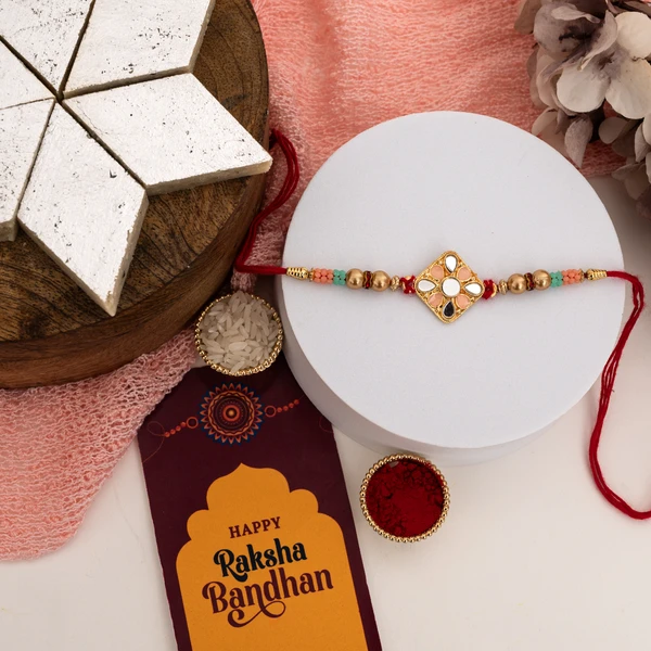 Premium Floral Stone Rakhi Gift Hamper