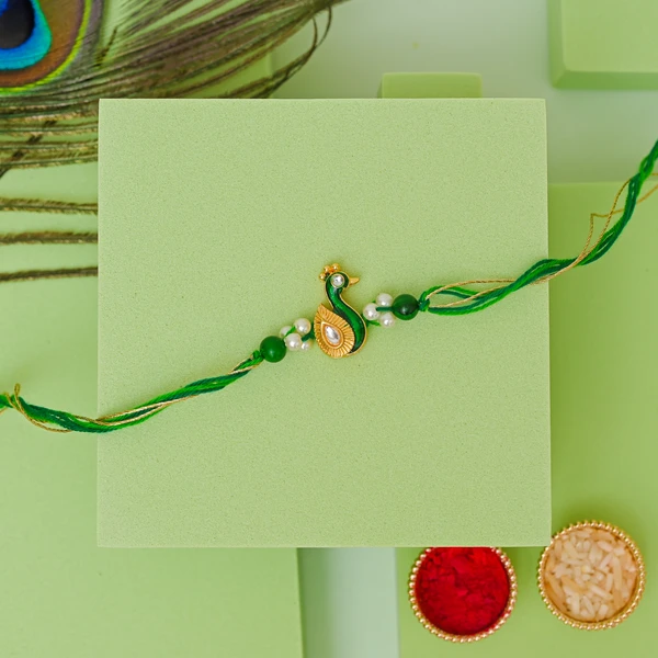 Traditional Meenakari Peacock Rakhi for Brother