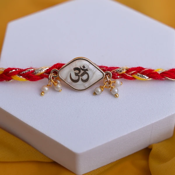 Pearl Om Rakhi with Premium Dry Fruits