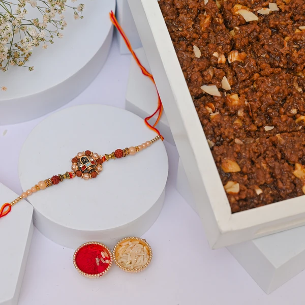 Mahadev Divine Rakhi with Dodha Burfi
