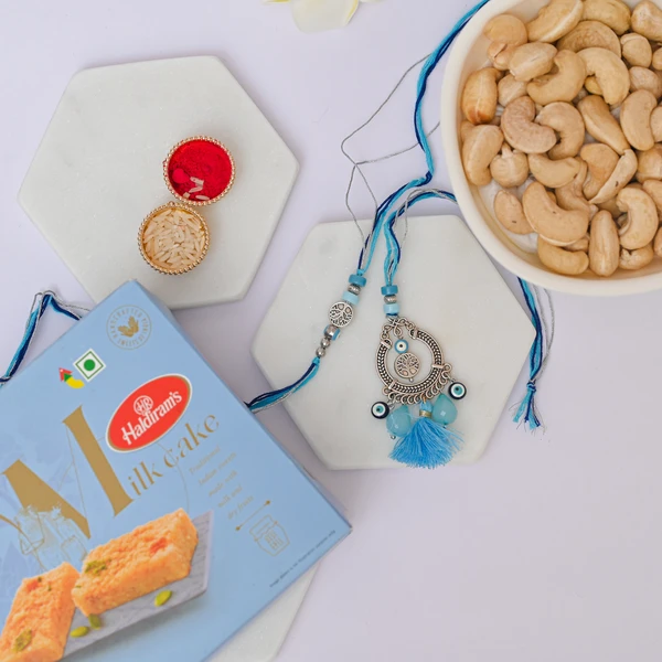 Tree of Life Rakhi Gift with Cashews & Milk Cake