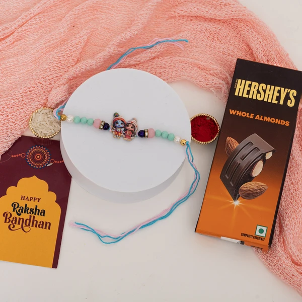 Radha Krishna Rakhi with Chocolate Gift Combo