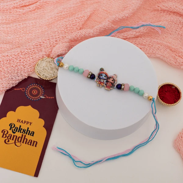 Cute Radha Krishna Bead Rakhi